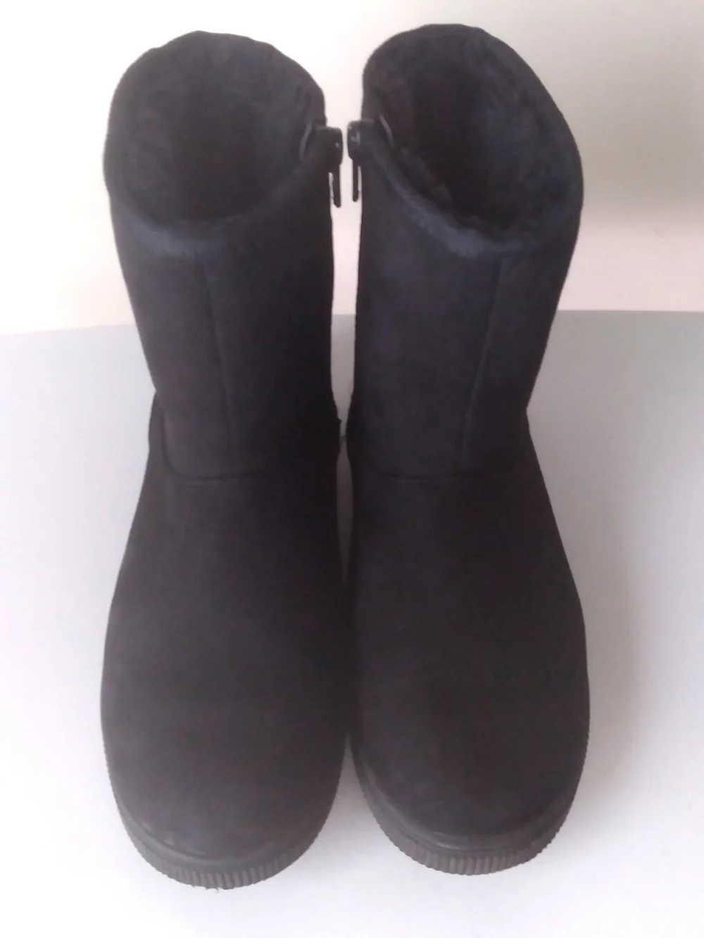 Cat & Jack Girls Black Mid-Calf Winter Zip Boots Faux Fur Lined Size 3
